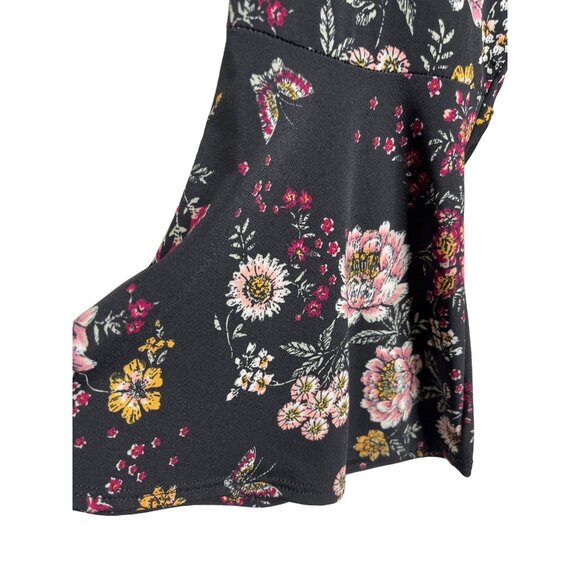 Karen Kane Floral Dress Black Pink Boho Plus Size 0X Long Sleeve - Picture 5 of 12